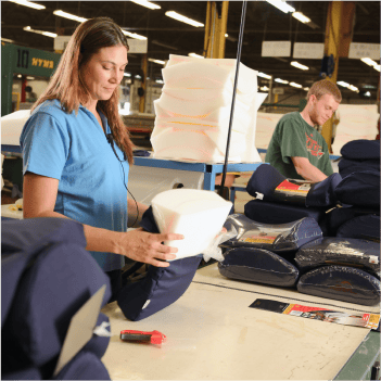 Cushioning products being manufactured